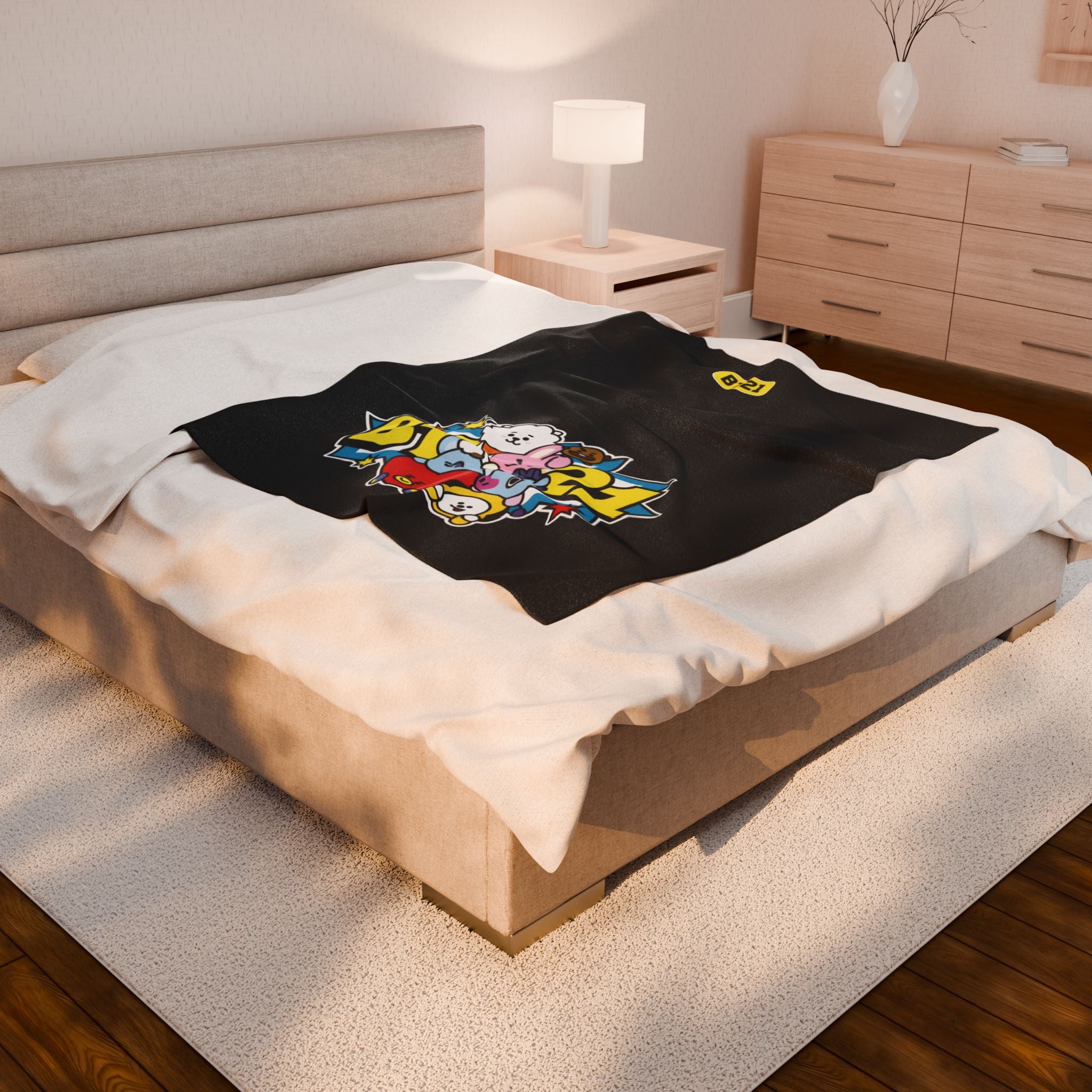 Kpop BT21 Blanket- black