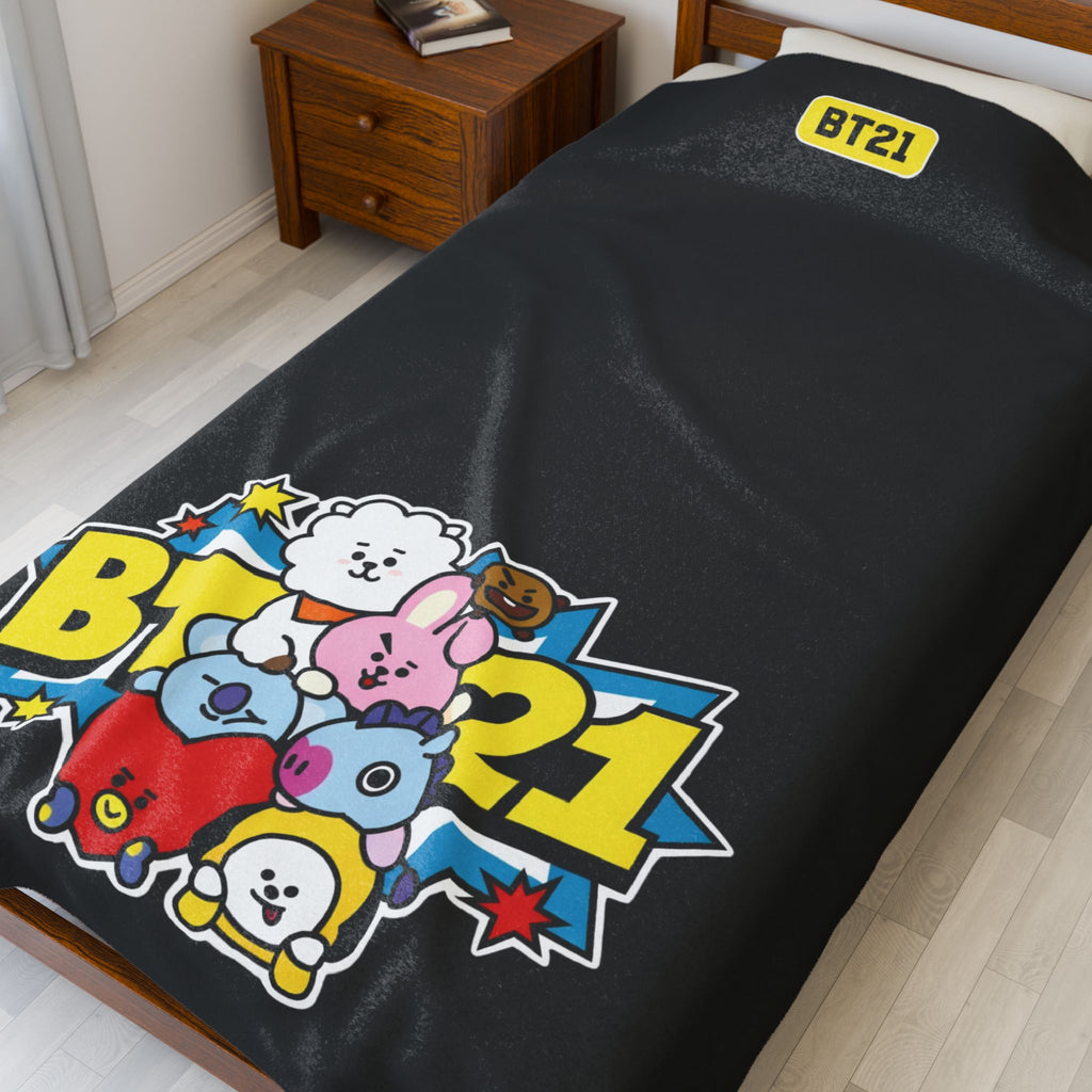 Kpop BT21 Blanket- black