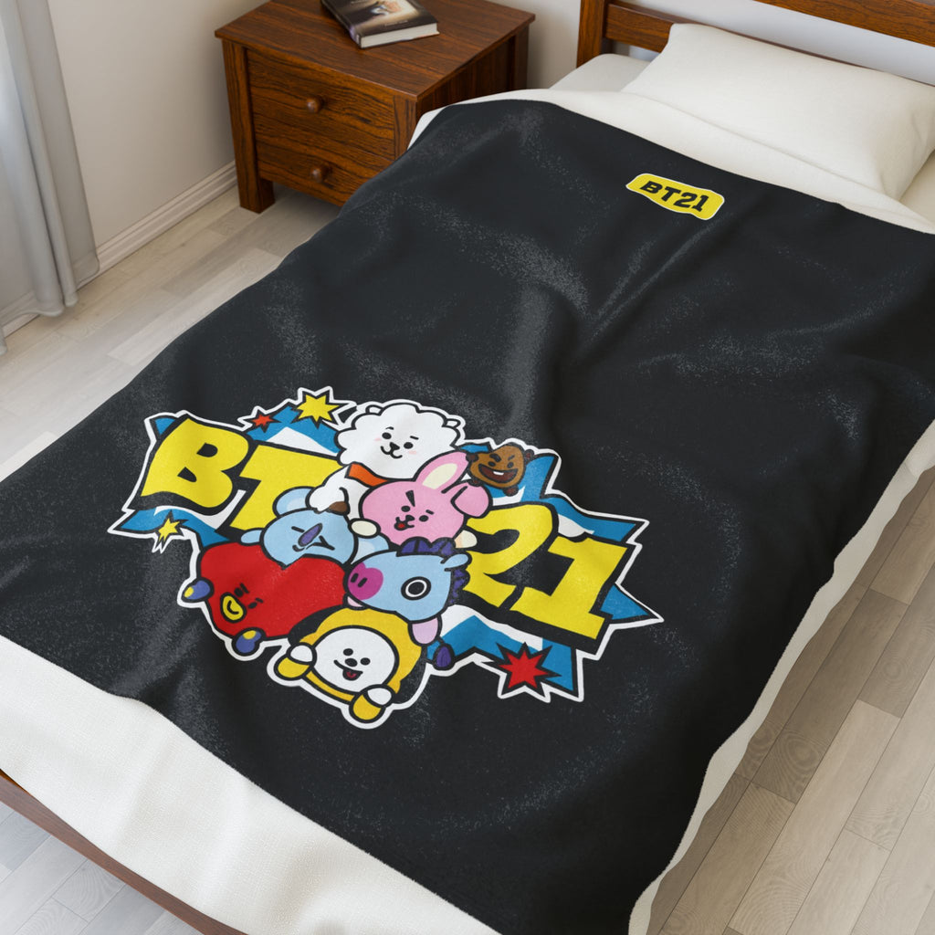 Kpop BT21 Blanket- black