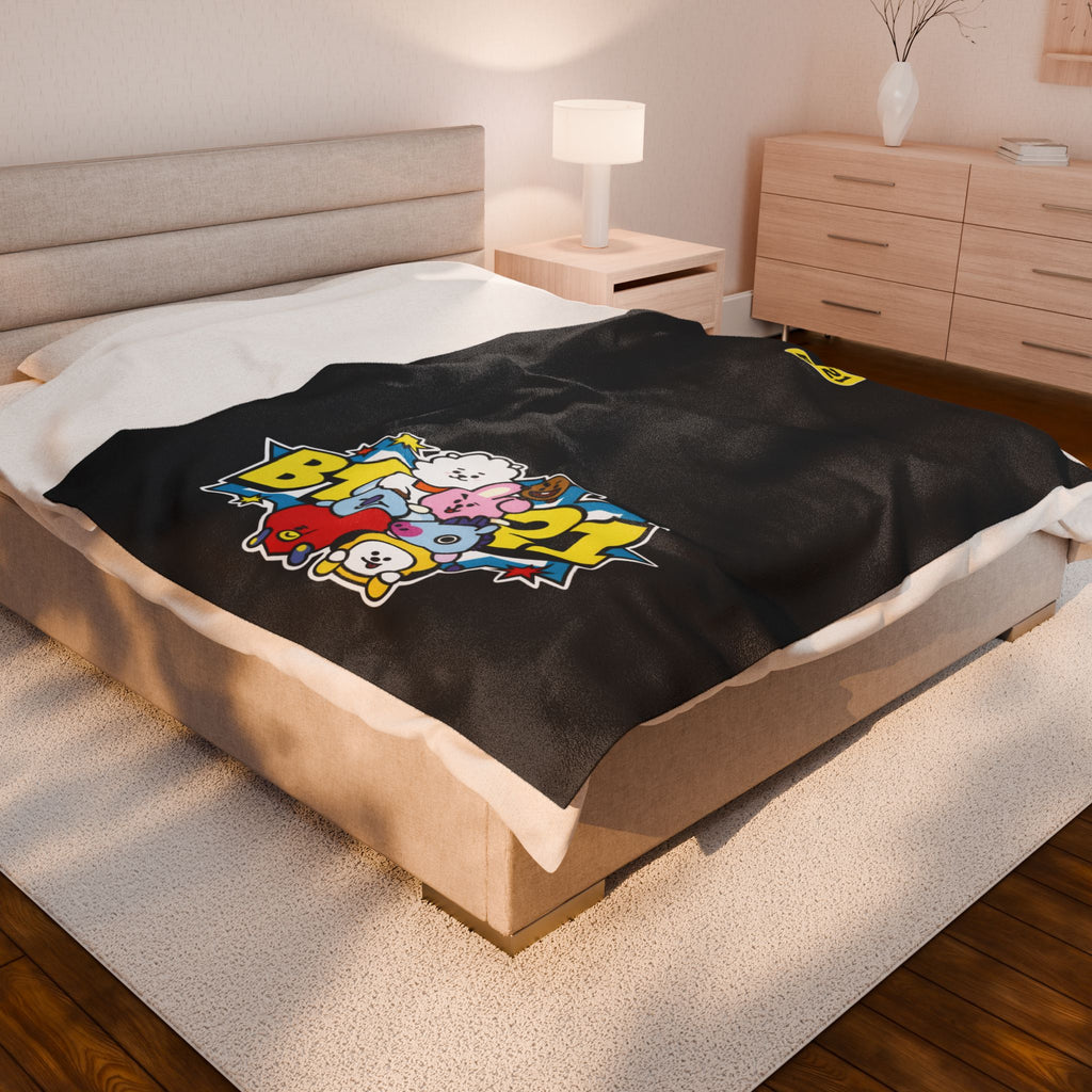 Kpop BT21 Blanket- black